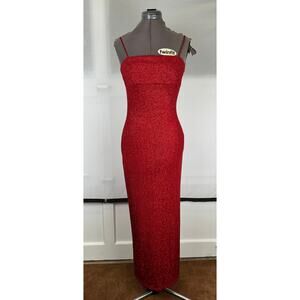 Vintage Y2K Taboo Red Glitter Bodycon Maxi Gown Size Small